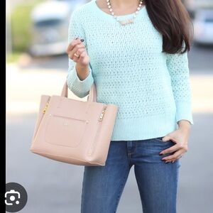 Ann Taylor Blush Pebble Leather Mini Tote Bag